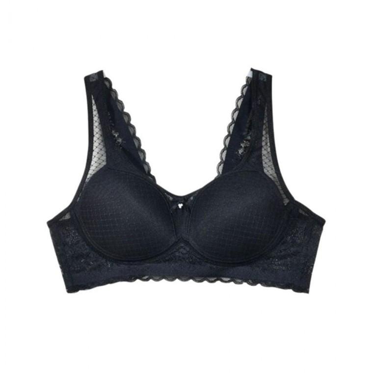 망사 레이스 노와이어 전용몰드 B컵 런닝형브라 블랙