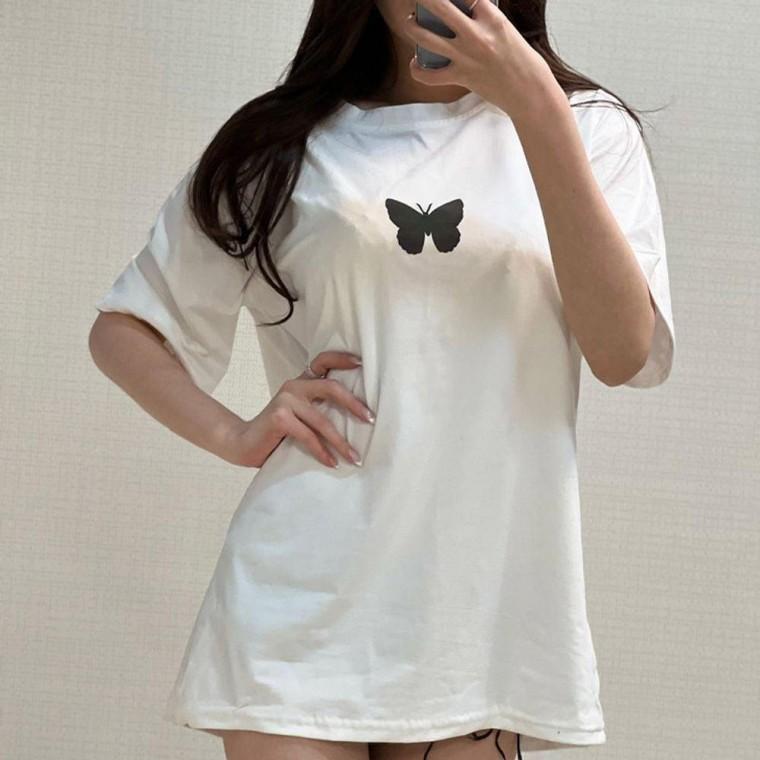 티셔츠 나비 홈웨어 프린트 편한 오버핏 여성 귀여운