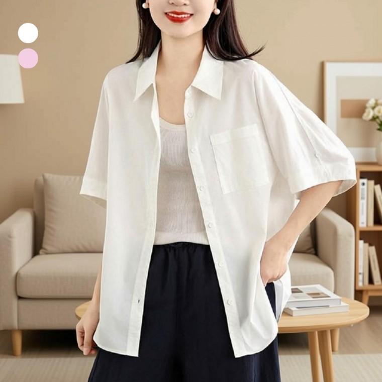 오버핏 중년여성 블라우스 셔츠 빅사이즈 여름 상의