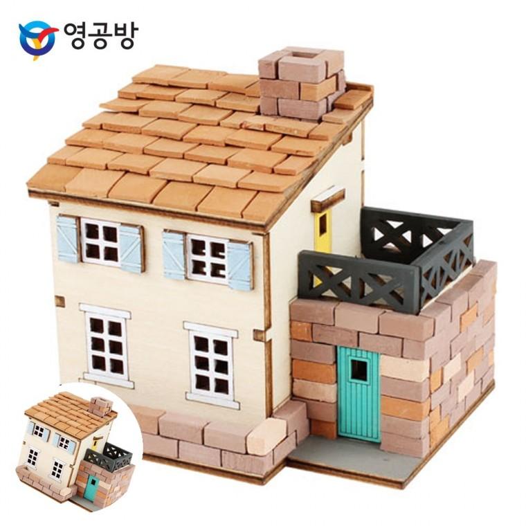 나무판조립장난감 모형집 목재모형 모형만들기 모형조립키트 미니 벽돌 목조주택1