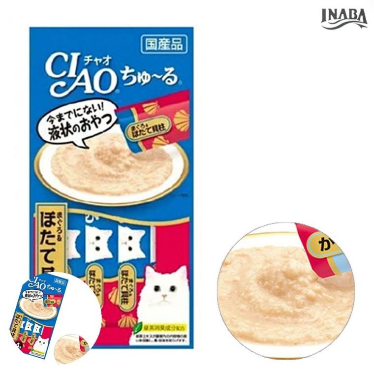 고양이주식 고양이먹이 고양이영양간식 고양이음식 반려묘간식 챠오츄루 참치 조갯살 14g 4p 고양이간식
