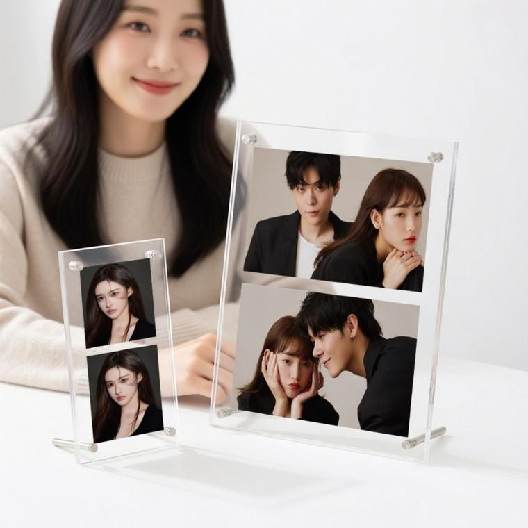 아크릴 사진 액자 테이블 거치대 스탠드 투명 인테리어 포토