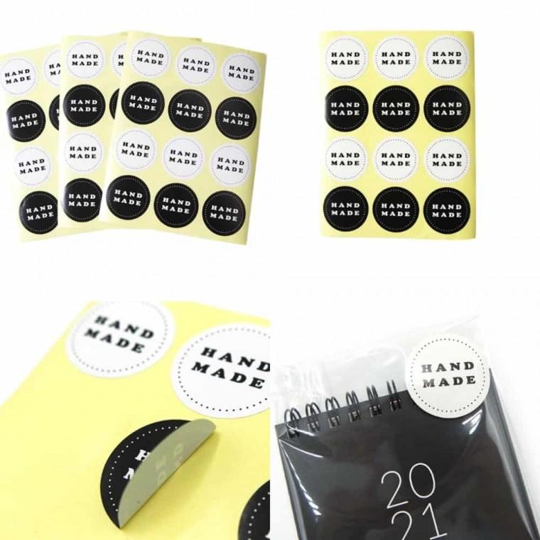 핸드메이드 흑백스티커 12P 수제라벨 수제청스티커 handmade스티커 선물포장스티커 다꾸스티커