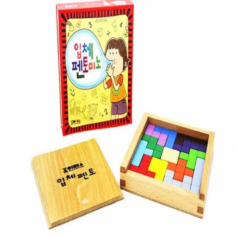 입체펜토 교구(원목) 소근육장난감 창의력블록 수학도구 학습장난감 학습도구