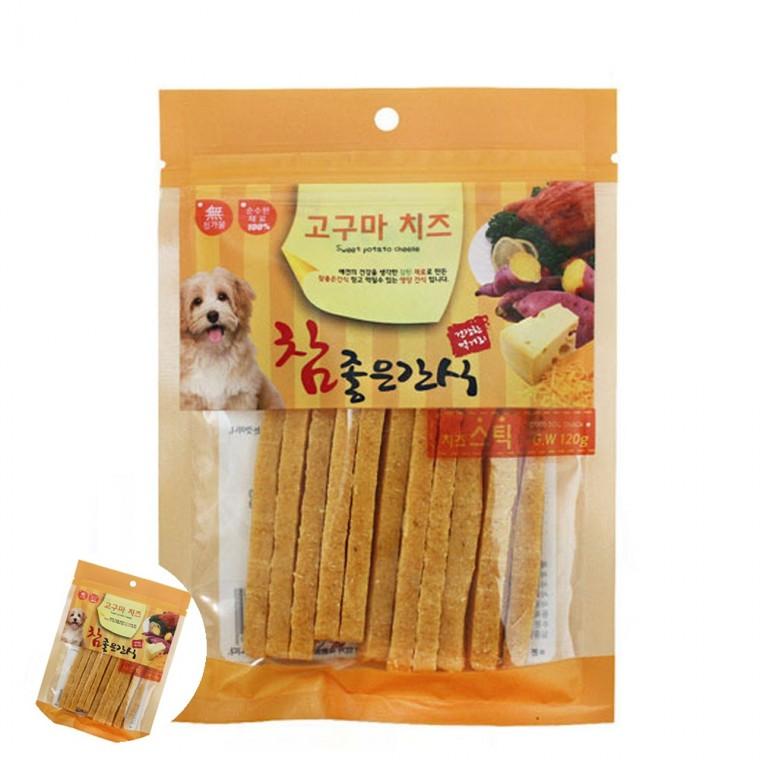 강아지영양간식 강아지저지방간식 강아지산책간식 반려견간식 애완견간식 고구마 치즈 스틱 120g 강아지 간