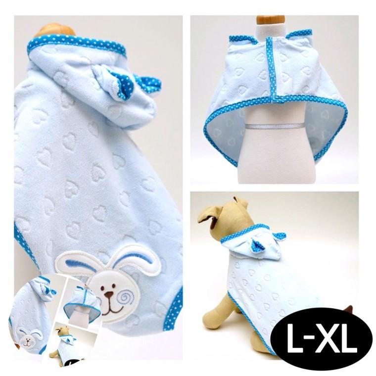 강아지샤워타월 강아지타올 강아지목욕수건 강아지타월 애견목욕가운 강아지 목욕가운 블루 L-XL