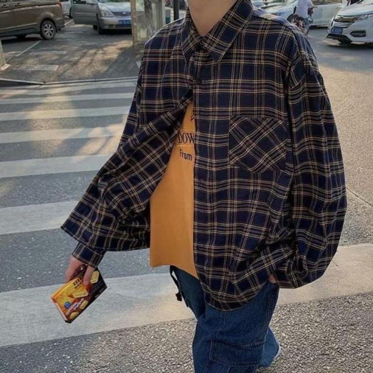 EAS 체크 오버핏 클래식 셔츠 가을아우터 남녀공용셔츠