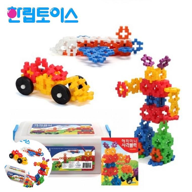 어린이집블럭 조립블럭 영유아장난감 블럭쌓기 유치원블록 해피 미니 사각블럭 220pcs
