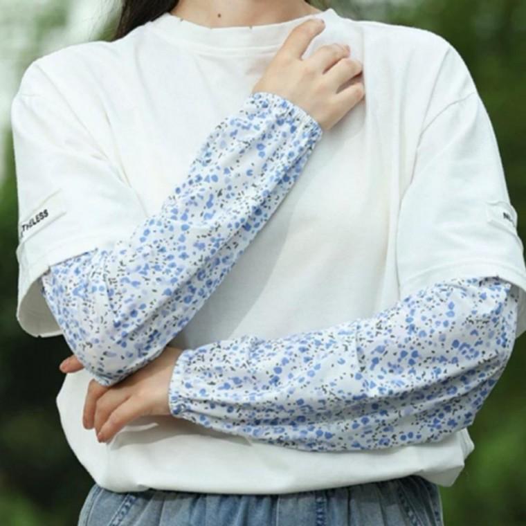 여성 꽃무늬 쿨토시 작업용 자외선차단 3종세트