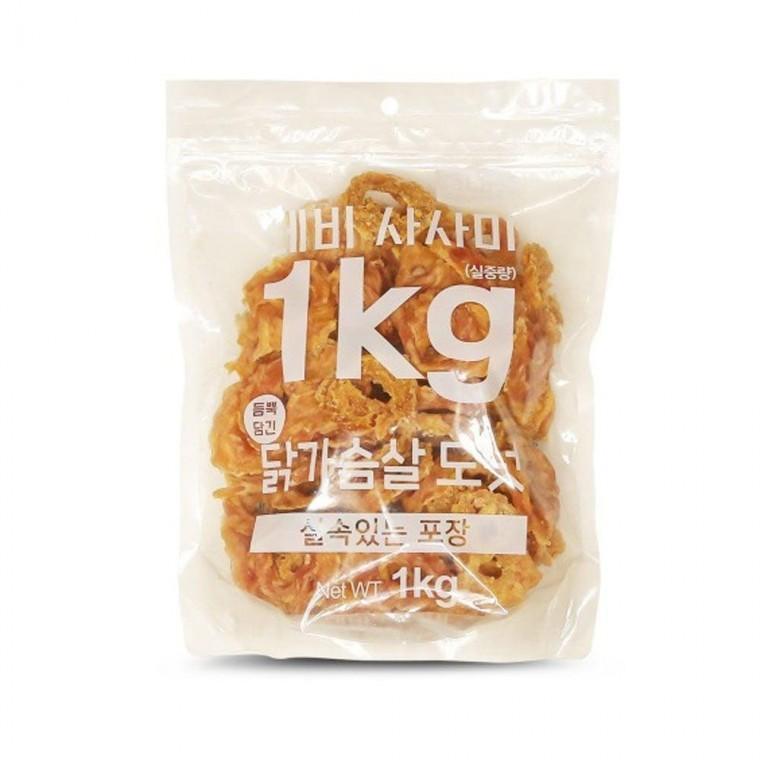 테비 사사미 닭가슴살 도넛 1kg 강아지 대용량 간식