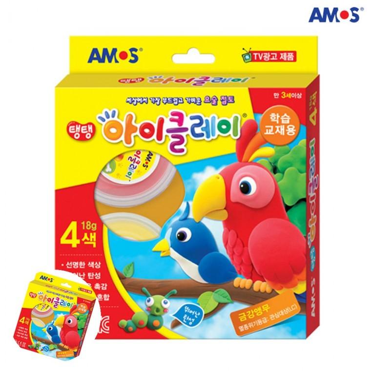 클레이점토 클레이놀이 컬러클레이 클레이점토놀이 점토공예 아이클레이 학습교재용 18g 1통 4색