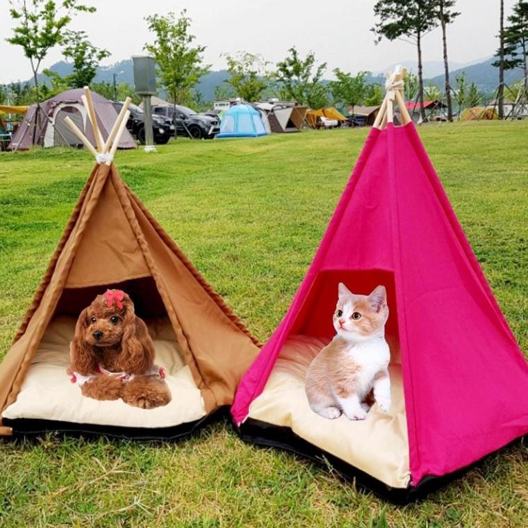 인디언 애견텐트 대형 숨숨집 강아지 고양이 집 펫 방석 텐트 강아지 애묘 고양이 펫하우스 쿠션 애견 집
