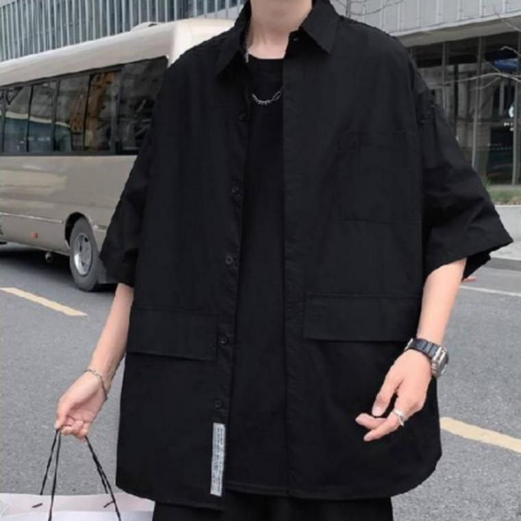 기본 남성 반팔 무지 포인트 포켓 셔츠 디자인 캐주얼셔츠 오버핏 남성셔츠