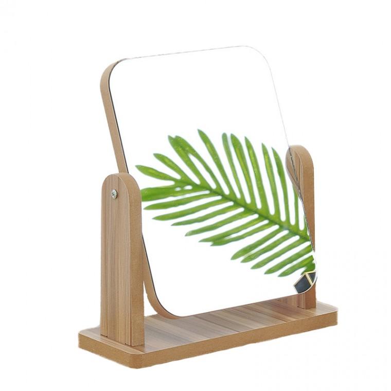 우드 사각 스탠드 책상 탁상 거울 원목 거울 18X18cm M11076