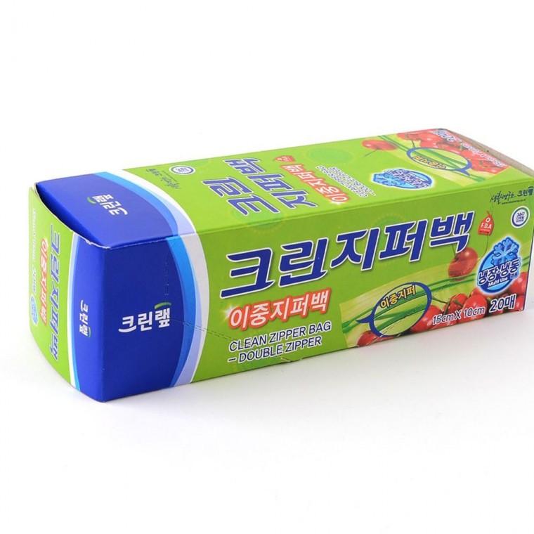 크린롤백 비닐 밀봉 이중 비닐백 지퍼백 위생백 음식물 신선도 냉동 20매입