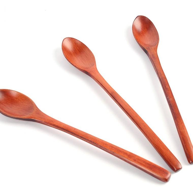 롱스푼 차 수저 음료 우드 긴손잡이 세트 커피 홈카페 원목 3P