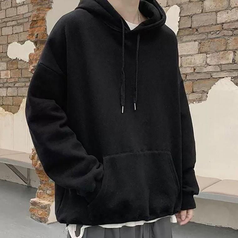 남자 기본 무지 깔끔한 스타일 겨울 기모 안감 루즈핏 후드티 긴팔 라운드 브리넥 남성