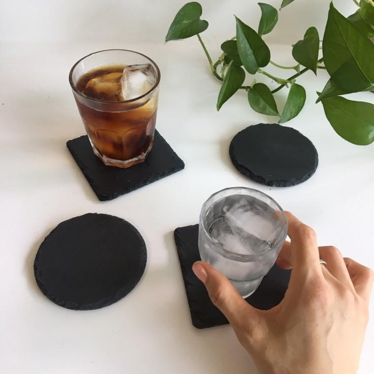 스톤슬레이트 돌 컵받침 티코스터 코스터 컵받침대 4P세트