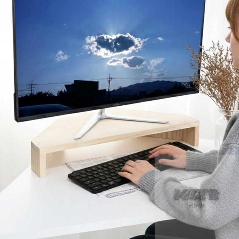 원목 듀얼 컴퓨터 선반 코너 받침 모니터다이 데스크선반 모니터지지대 컴퓨터고정대 모니터스탠드
