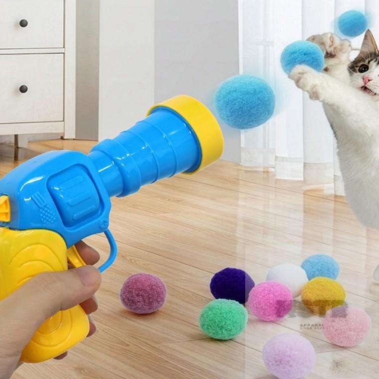 고양이 플러시볼 총 장난감 실내훈련 인터랙티브 공발사기 미니게임 발사훈련