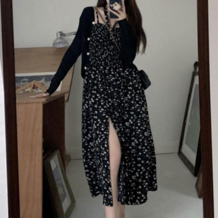 블랙 데일리 세로 골지 가디건 레이디 니트 가디건 긴팔 아우터