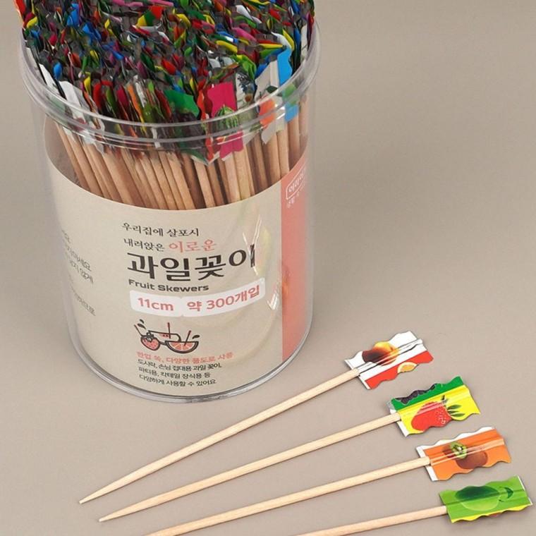 과일꽂이 300p 원형 핑거푸드 꽂이 케이터링 꼬치 이쑤시개 뷔페 과일 디저트 나무