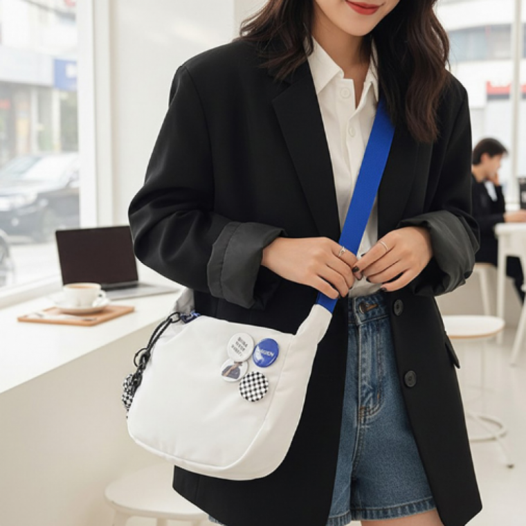 여성 배색 호보백 크로스백 캐주얼 숄더백 데일리 미니 가방