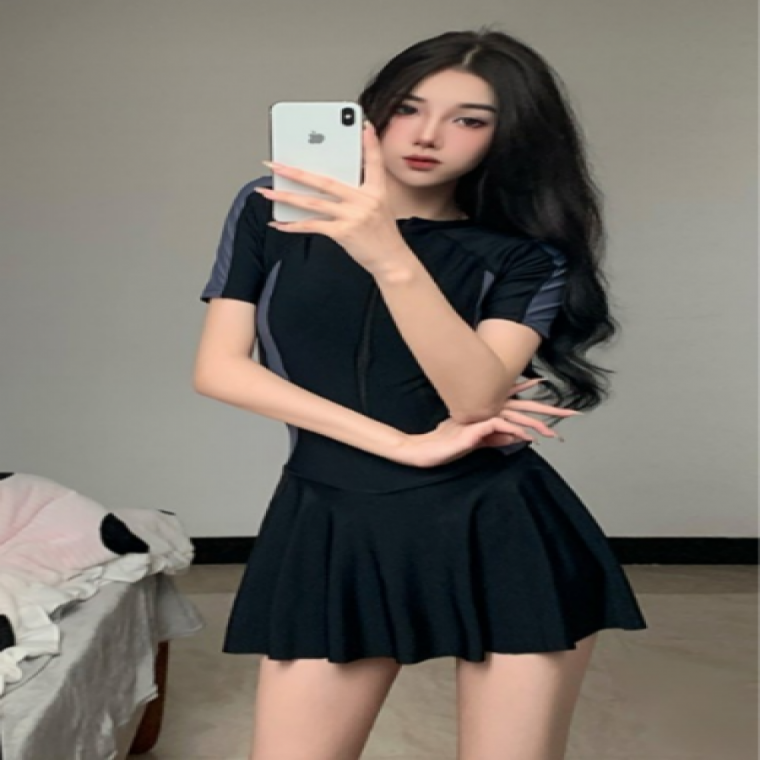 원피스형 래쉬가드 여성 플레어 체형커버 수영복 비치웨어 바캉스