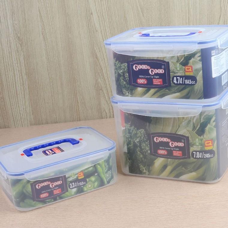 밀폐용기 김치통 식품보관용 7L 4.7L 냉장고 밀폐저장통 보관용기 3.3L 뚜껑 핸들