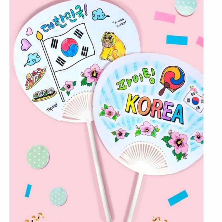 나라사랑 응원 부채 아동만들기 부채꾸미기 미술만들기 부채만들기 만들기수업