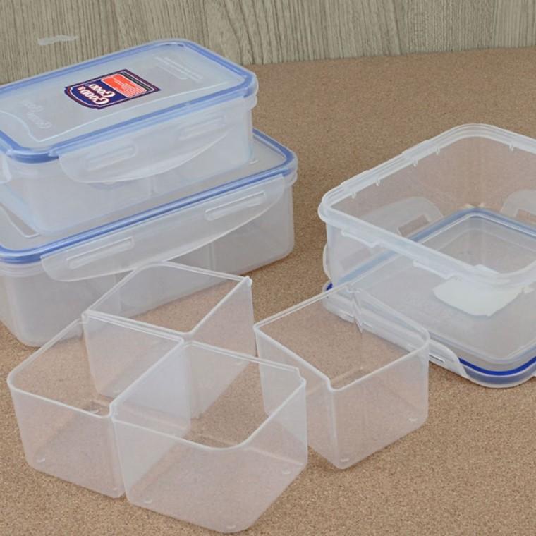 반찬통 플라스틱용기 뚜껑 정리 투명 보관용기 분리형 반찬 위생 냉장고 밀폐저장통 칸칸