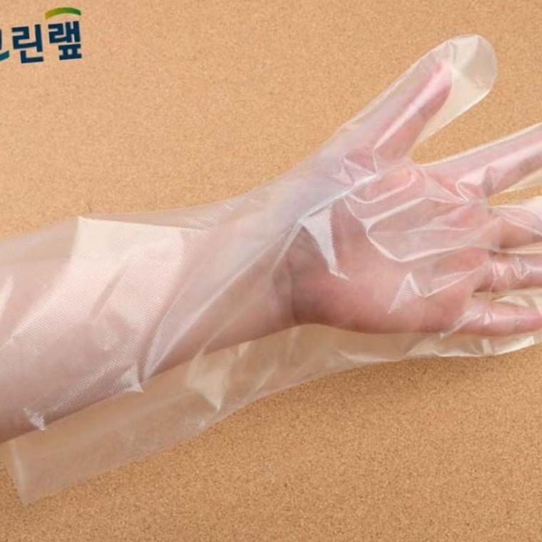크린장갑 긴팔 20매 일회용 조리 비닐 밀봉 손목보호 청소 주방 폴리