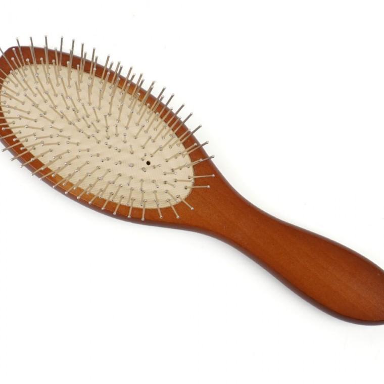브러쉬빗 타원쿠션 타원형 대형 헤어케어 철모 정전기방지 목재손잡이 빗질 두피마사지