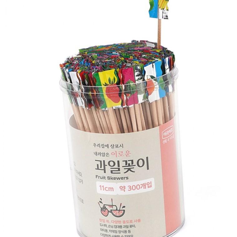 과일꽂이 300p 원형 나무 이쑤시개 꼬치 꽂이 핑거푸드 뷔페 케이터링 과일 디저트