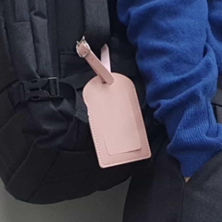 캐리어커버 네임택 핑크 캐리어러기지택 가죽네임택 캐리어네임택