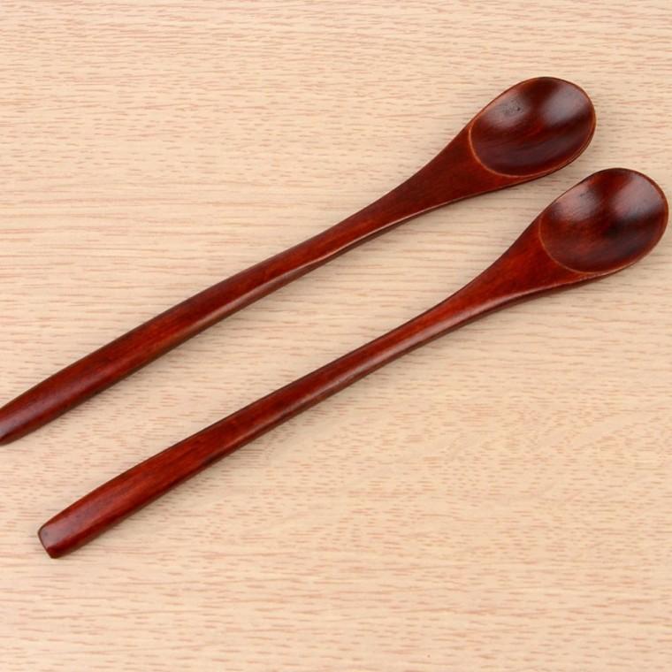 긴스푼 나무 롱스푼 막대 커피 원목 음료 긴숟가락 젓는 옻칠 카페 2P