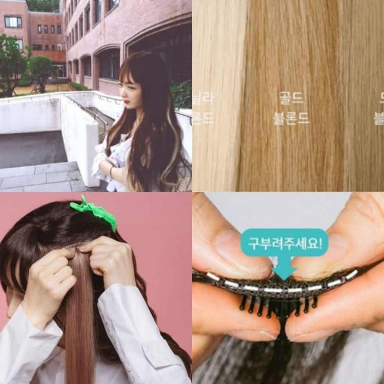 헤어피스 웨이브 골드블론드 피스가발 피스머리 셀프붙임머리 컬러헤어피스 붙임머리헤어피스