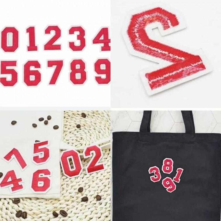 의류 패치 숫자 핑크레드 열접착패치 의류용패치 의류용스티커 로고패치 유니폼패치