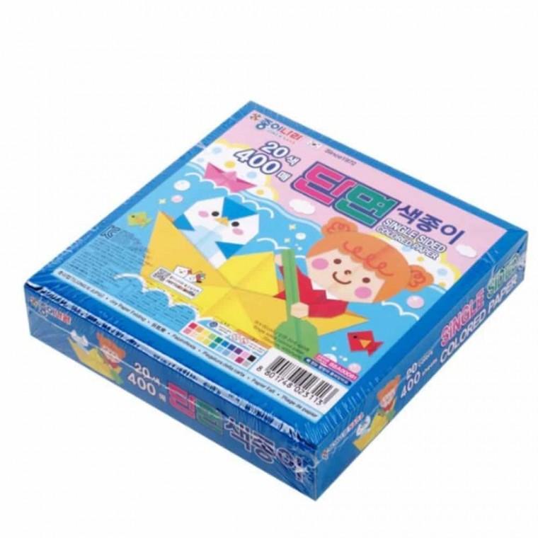 단면 색종이 20색 400매 만들기재료 종이나라색종이 유치원색종이 초등학교종이접기 정사각형종이