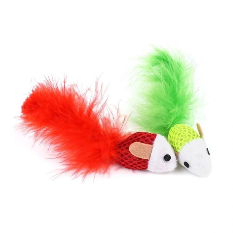2P 컬러 마우스 랜덤 반려묘 고양이 놀이 쥐인형 깃털 토이 애묘 장난감