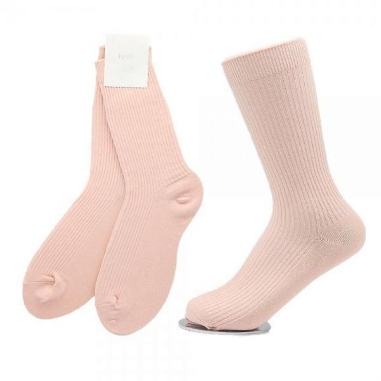 여성용 가는골지 장목양말 파스텔오렌지5켤레