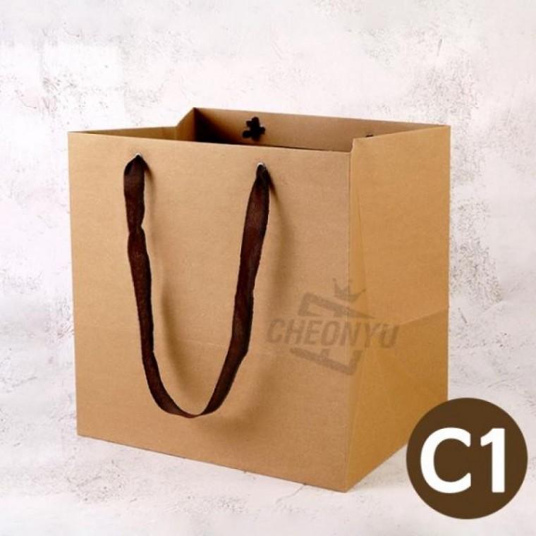 브라운 에코 쇼핑백 C1호 정사각 10개 종이가방 포장백