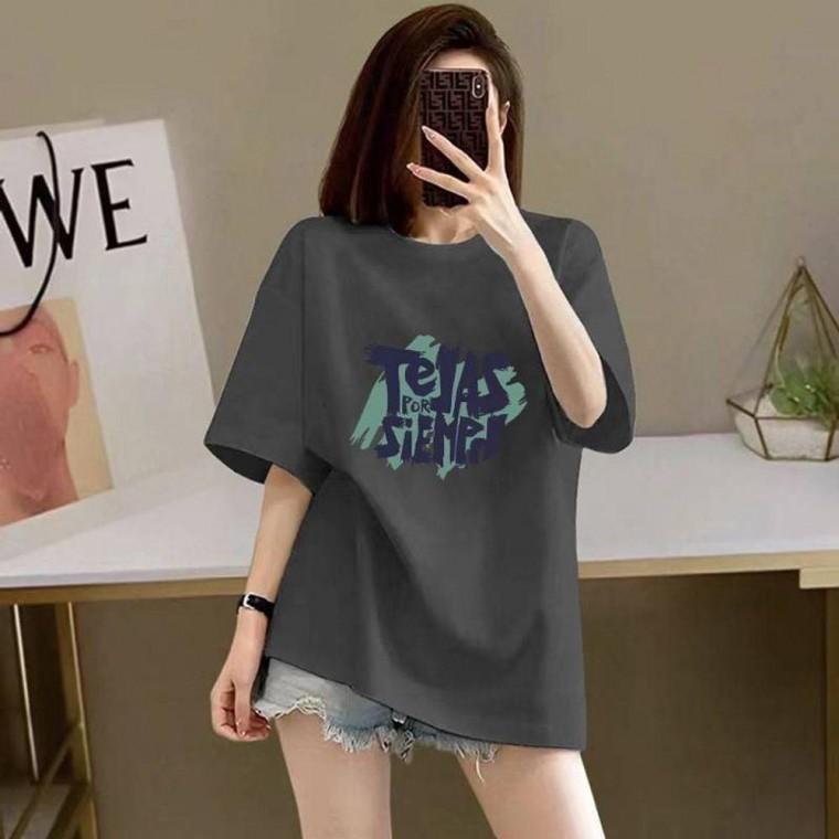 여성 오버핏 라운드 반팔티 여름 루즈핏티