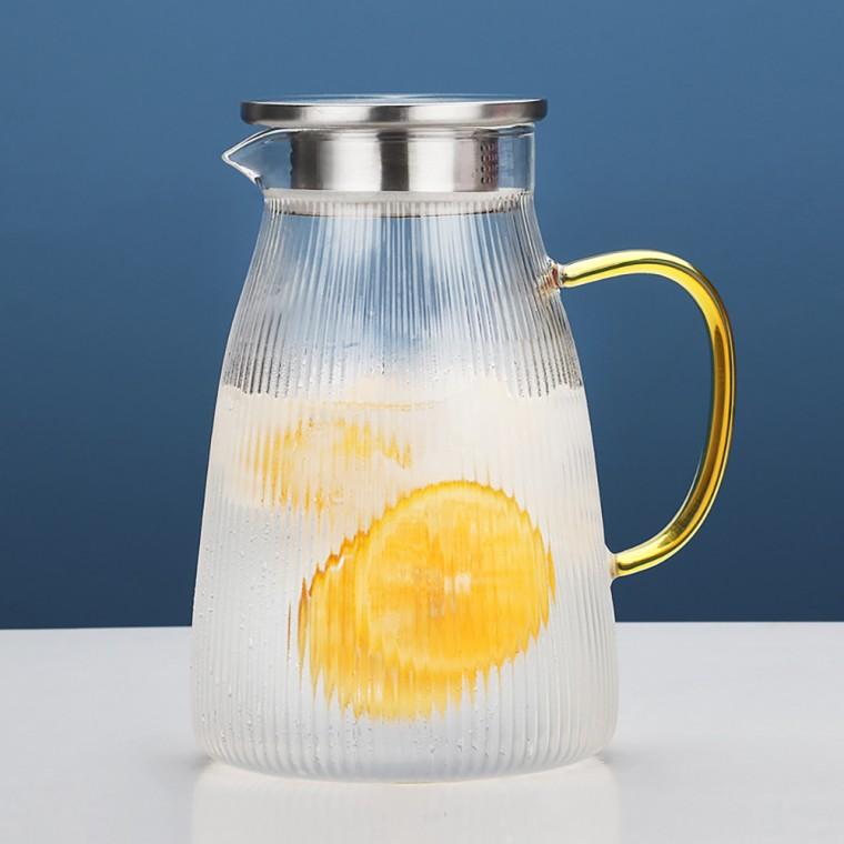 [로하티]링클라인 내열유리 물병(1.5L) 냉장물병 냉장고물병 유리주스병 유리저그