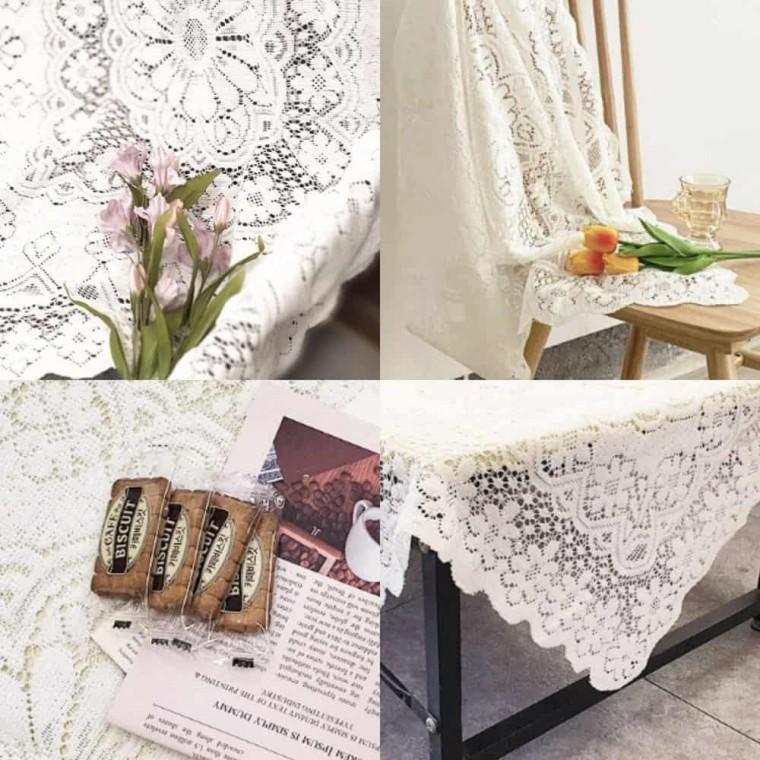 레이스 테이블보 대 협탁보 레이스덮개 화이트식탁보 레이스협탁보 예쁜식탁보