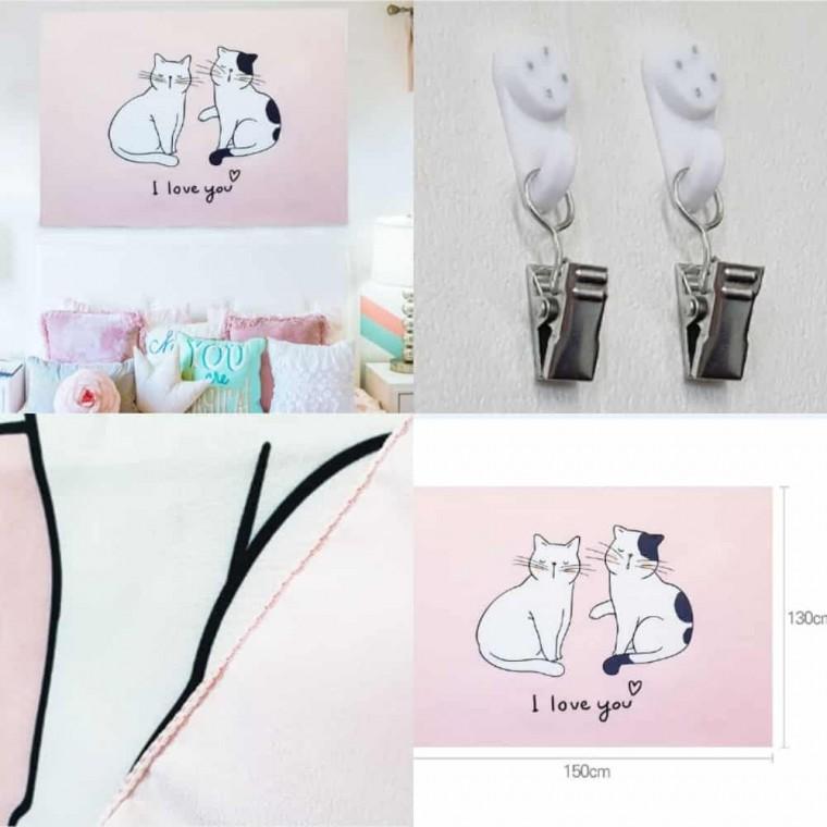 패브릭 포스터 고양이 M 태피스트리 거실벽장식 벽장식소품 두꺼비집액자 벽면인테리어