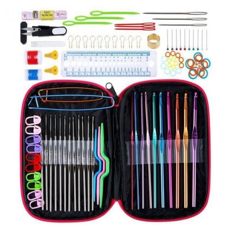 DIY 뜨개질 바늘 100P 코바늘 골무 케이스 풀세트 수세미실 실리콘 질 용품 대 돗 손바느질 바늘