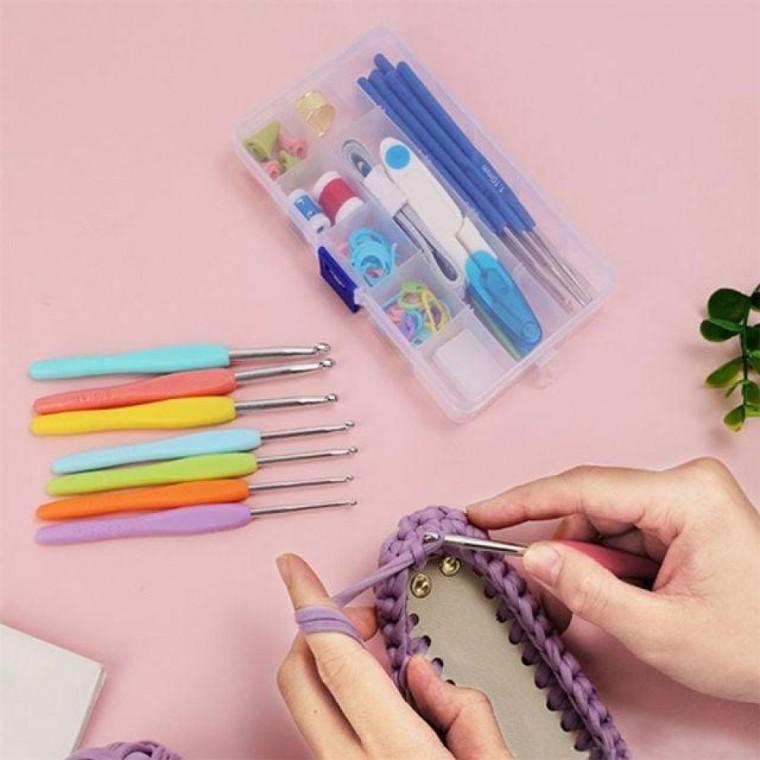 DIY 뜨개질 바늘 53P 코바늘 골무 케이스 풀세트 모사용 수세미실 줄 질 대 공예 코 용품 바늘