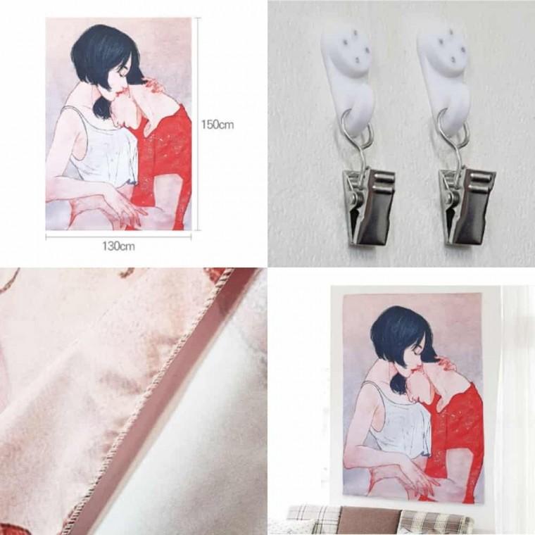 패브릭 포스터 커플 M 거실벽장식 집들이선물 신혼집인테리어 배전함가리개 태피스트리