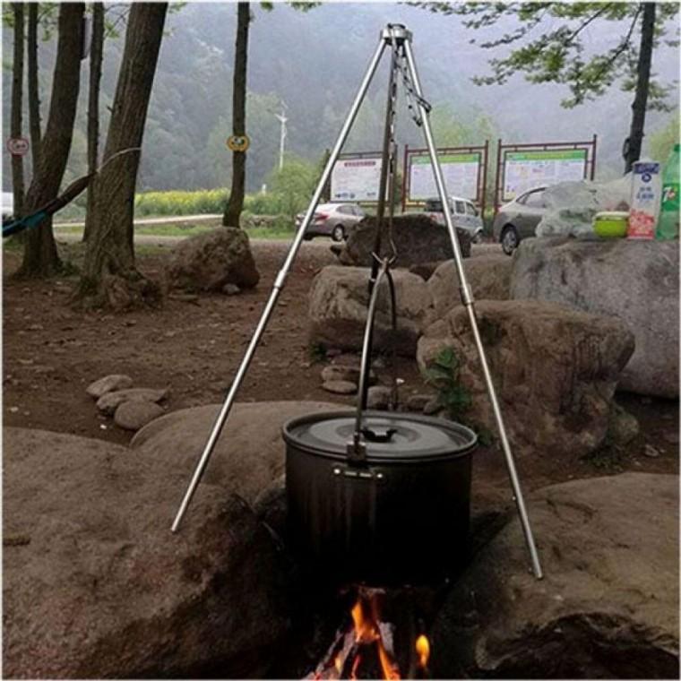 캠핑 오븐삼각대 BBQ캠핑삼각대 모닥불 화롯대 삼각대 캠프파이어 화로 모닥불 화롯대 요리 용품 냄비